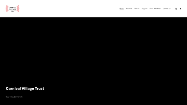 Screenshot of the Carnival Village Trust website