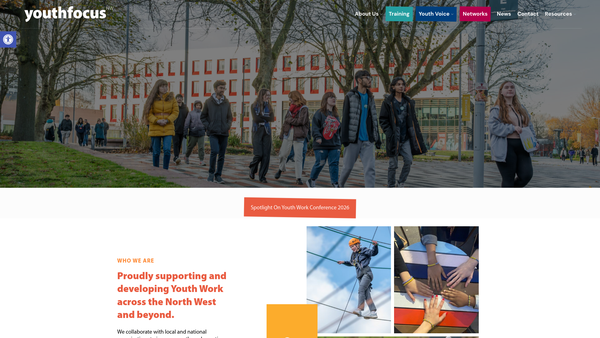 Screenshot of the Youth Focus North West Ltd website