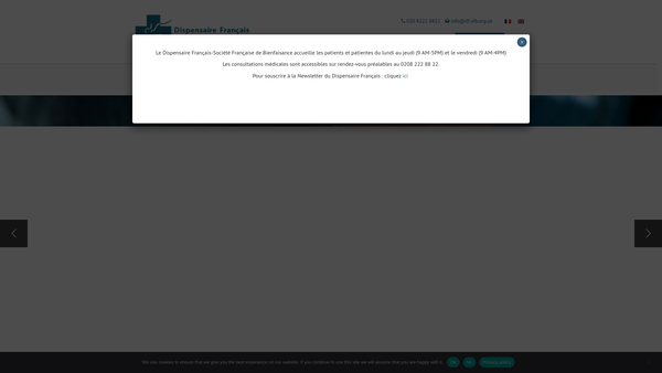 Screenshot of the Dispensaire Francais-Societe Francaise De Bienfaisance French Clinic And French Benevolent Society website