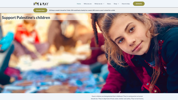 Screenshot of the Hope And Play website