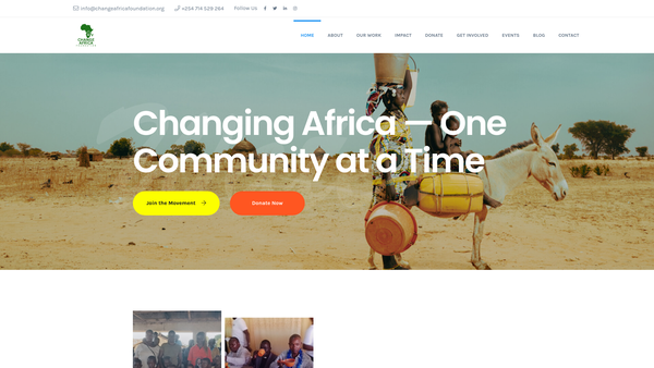 Screenshot of the Change Africa Foundation website