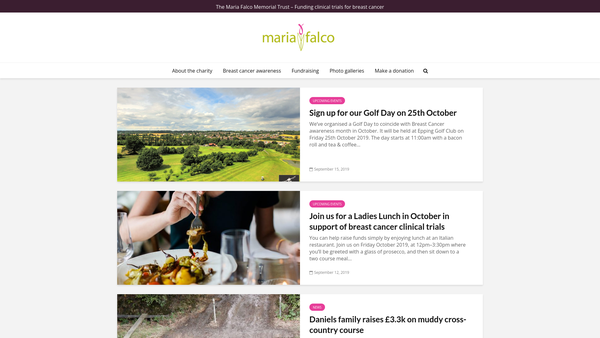Screenshot of the Maria Falco Memorial Trust website