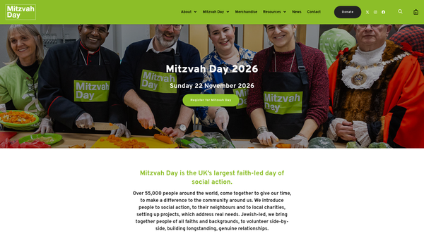 Screenshot of the Mitzvah Day UK Charitable Trust website