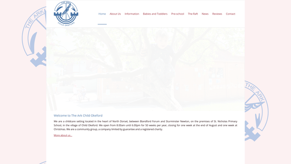Screenshot of the The Ark Child Okeford website