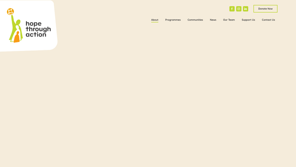 Screenshot of the Hope Through Action website
