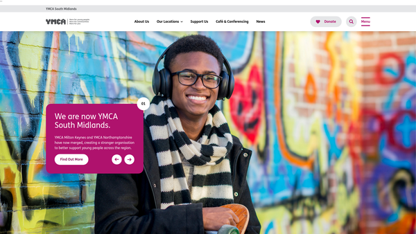 Screenshot of the YMCA South Midlands Limited website