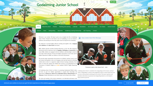 Screenshot of the Godalming Junior School Parent Teacher Association website