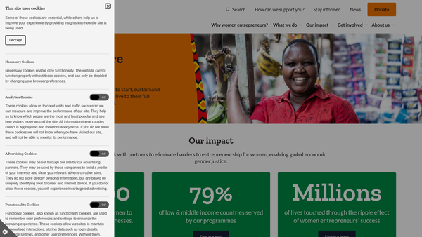 Screenshot of the The Cherie Blair Foundation For Women website