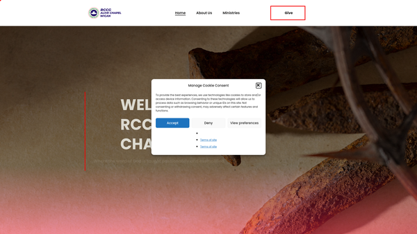 Screenshot of the Redeemed Christian Church Of God - Alive Chapel website