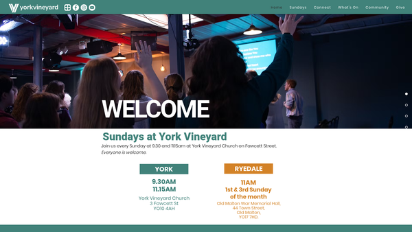 Screenshot of the York Vineyard website