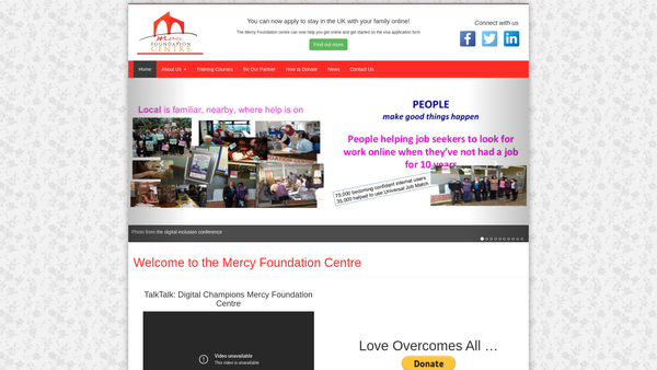 Screenshot of the Mercy Foundation Centre website