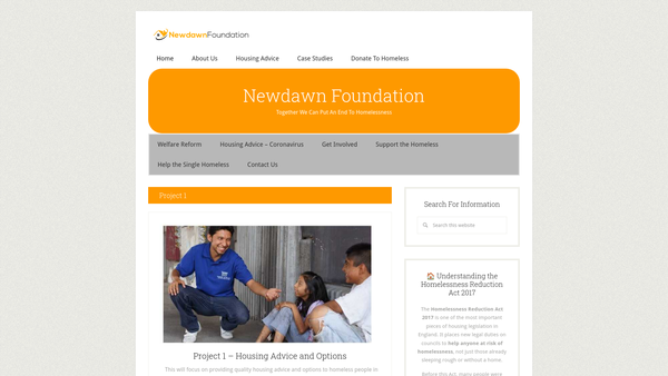 Screenshot of the Newdawn Foundation website