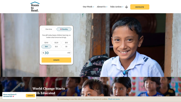 Screenshot of the Room To Read UK Limited website