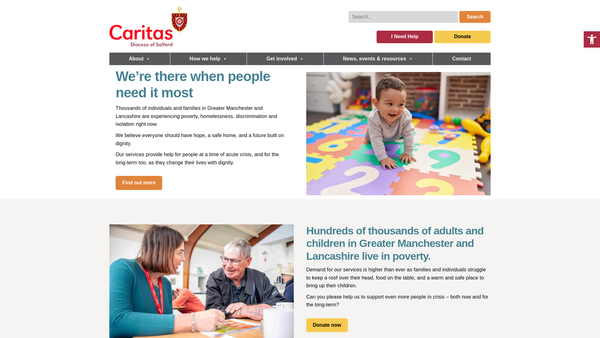 Screenshot of the Caritas Diocese Of Salford website