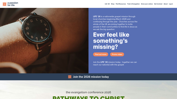 Screenshot of the A Passion For Life website