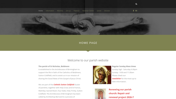 Screenshot of the St Nicholas World Development Group website