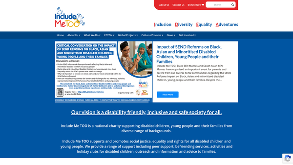 Screenshot of the Include ME Too website