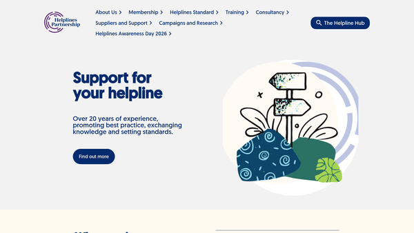 Screenshot of the Helplines Partnership website