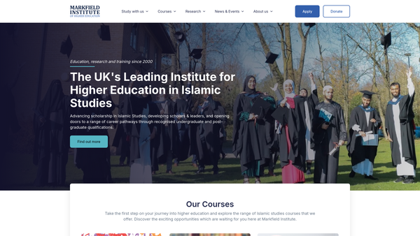 Screenshot of the The Markfield Institute Of Higher Education website
