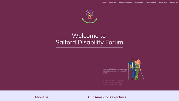 Screenshot of the Salford Disability Forum website