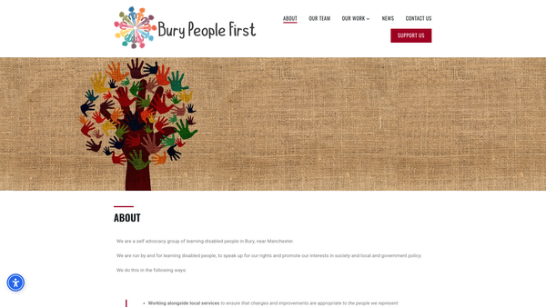 Screenshot of the Bury People First website