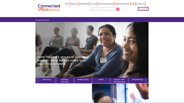 Screenshot of the Connected Voice website
