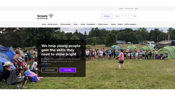 Screenshot of the Barnet Borough District Scout Council website