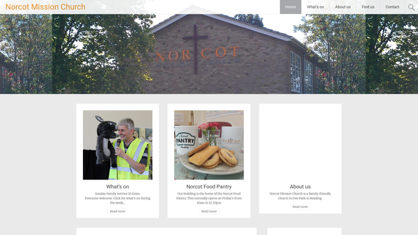 Screenshot of the Norcot Mission Church website