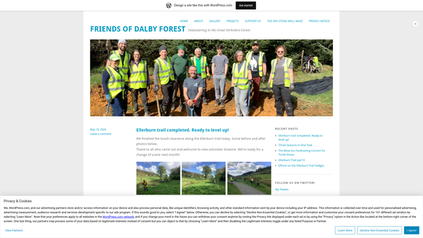 Screenshot of the Friends Of Dalby Forest website
