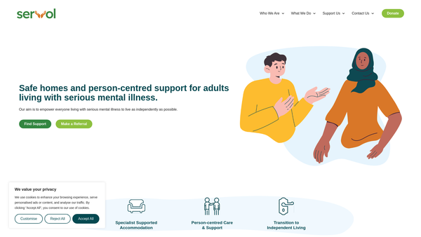 Screenshot of the Servol Community Services website