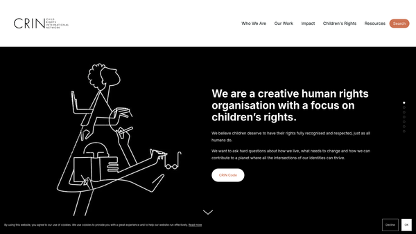 Screenshot of the Child Rights International Network - Crin website