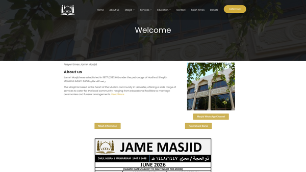 Screenshot of the Jame Trust website