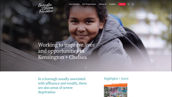Screenshot of the The Kensington And Chelsea Foundation website