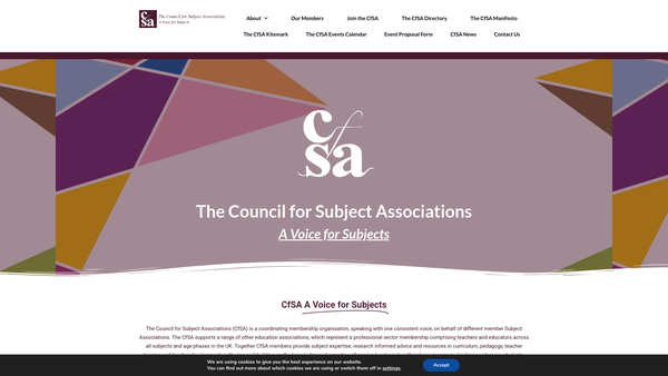 Screenshot of the Council For Subject Associations website