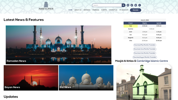 Screenshot of the The Cambridge Muslim Trust website