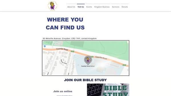 Screenshot of the Bethel Prayer Centre International Ministries website
