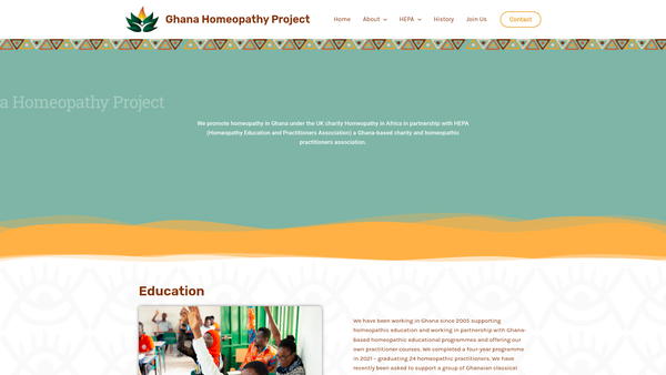 Screenshot of the Homeopathy In Africa website