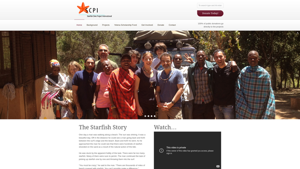 Screenshot of the Starfish Clinic Project International website