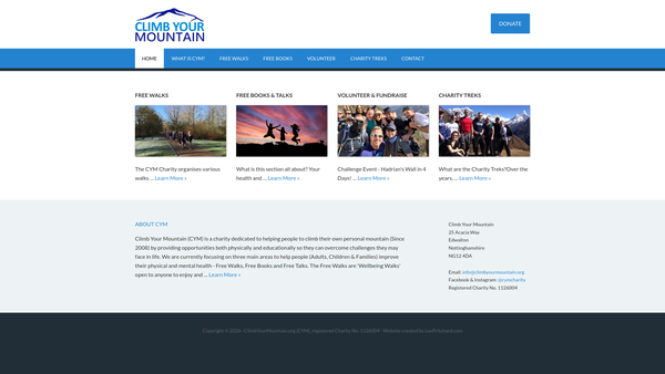 Screenshot of the Climb Your Mountain website