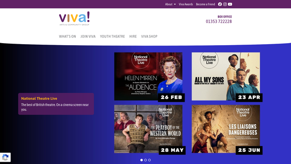 Screenshot of the Viva Arts And Community Group website