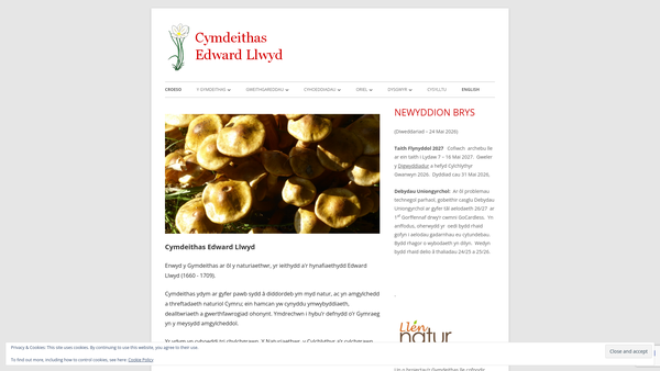 Screenshot of the Cymdeithas Edward Llwyd website