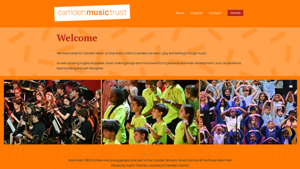 Screenshot of the Camden Music Trust website