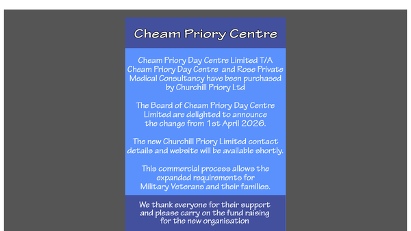 Screenshot of the Churchill Priory Ltd website