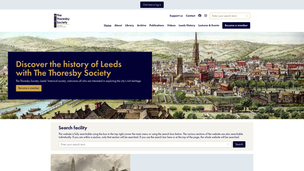 Screenshot of the The Thoresby Society website