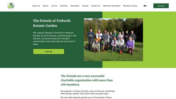 Screenshot of the The Friends Of Treborth Botanic Garden website