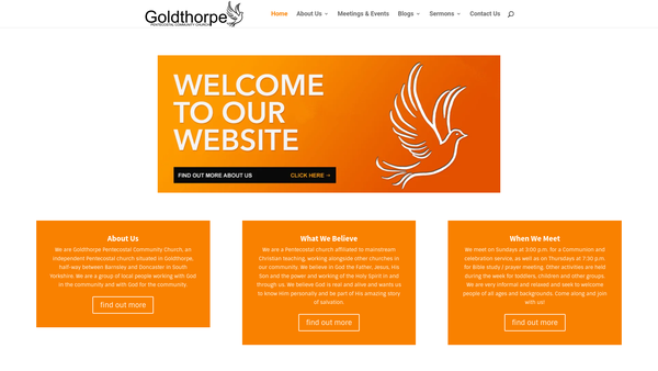 Screenshot of the Goldthorpe Pentecostal Church website