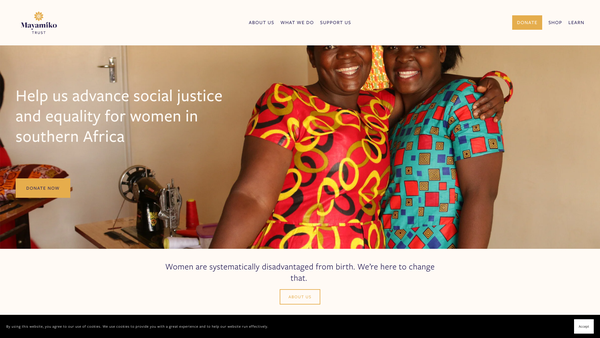 Screenshot of the Mayamiko Trust website
