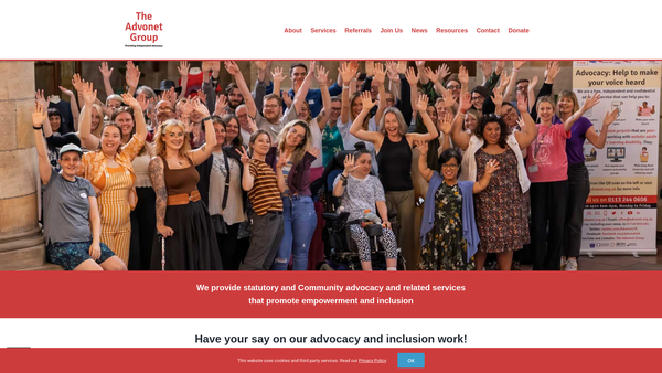 Screenshot of the Advonet website