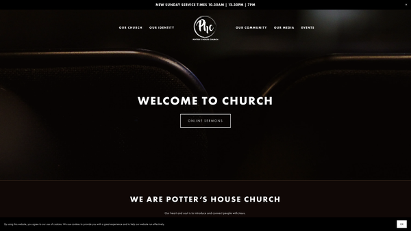 Screenshot of the Potters House Christian Fellowship UK Wolverhampton Church website