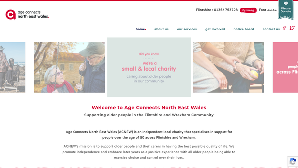 Screenshot of the Age Connects North East Wales website